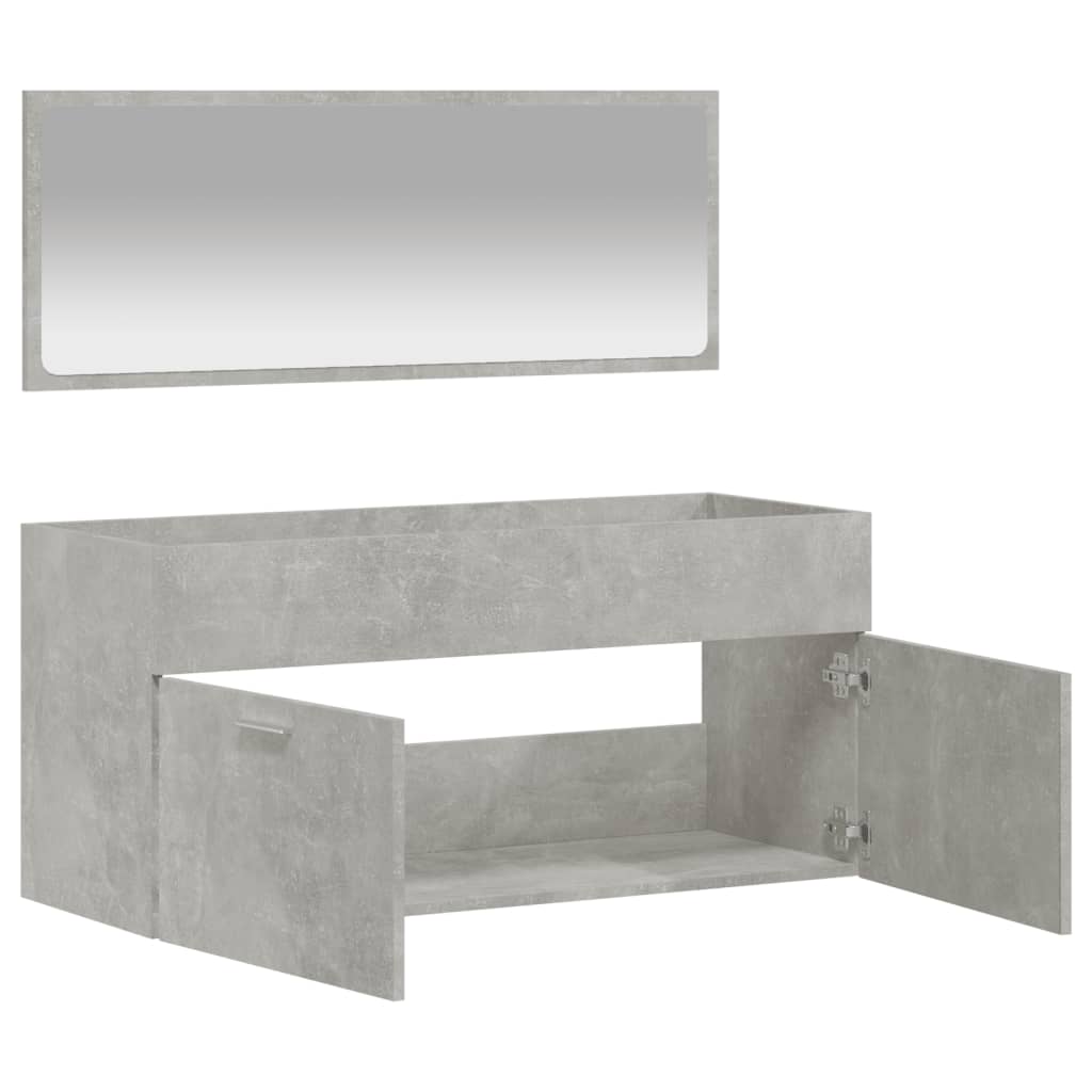 vidaXL Vonios kambario spintelė su veidrodžiu, betono pilka, mediena