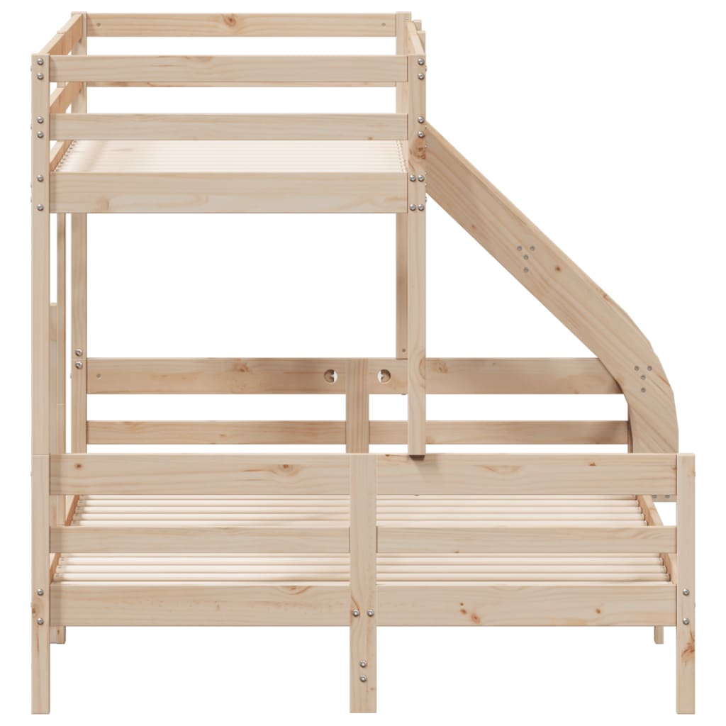 vidaXL Dviaukštė lova, 90x200/140x200cm, pušies medienos masyvas