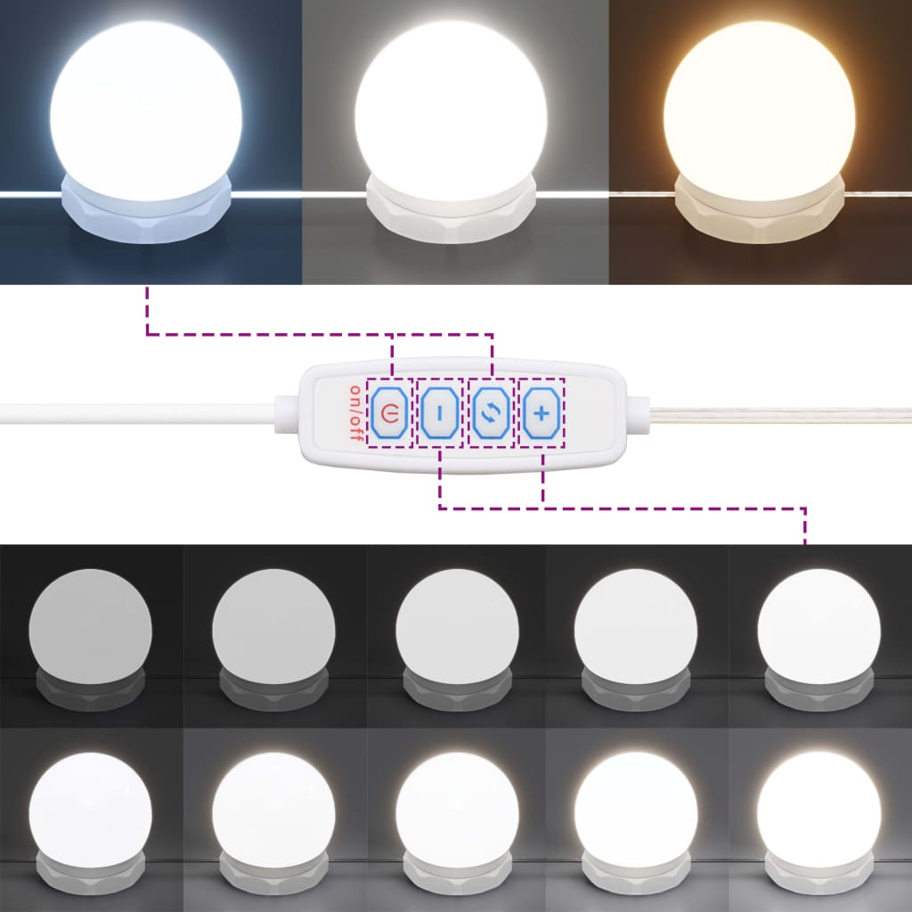 vidaXL Veidrodinė spintelė su LED apšvietimu, balta, 60x31,5x62cm