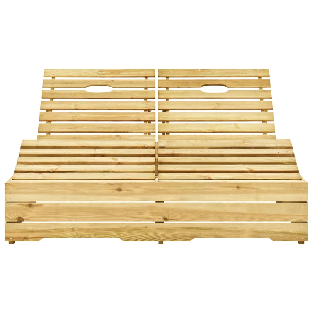 vidaXL Dvivietis saulės gultas su mėlynais čiužinukais, pušies mediena