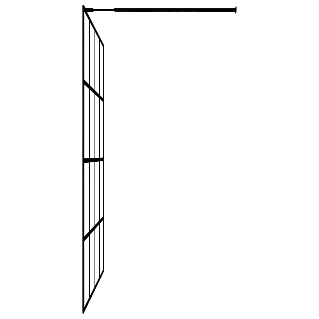 vidaXL Dušo sienelė su lentyna, juoda, 90x195cm, ESG stiklas/aliuminis