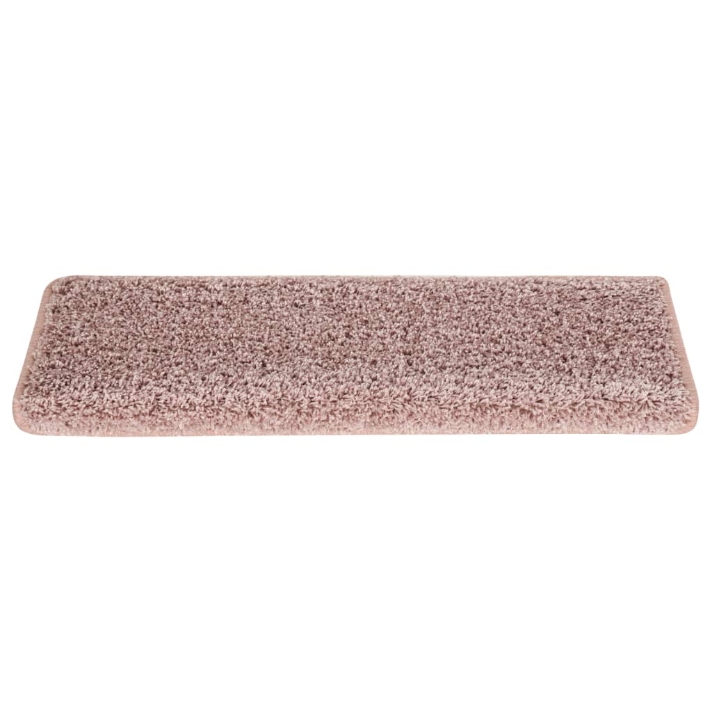 vidaXL Laiptų kilimėliai, 15vnt., baltos ir rožinės spalvos, 65x21x4cm