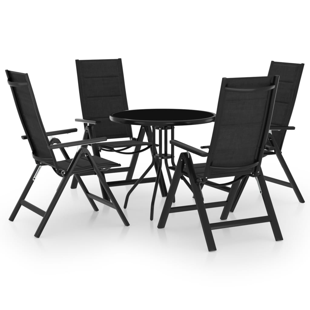 vidaXL Bistro baldų komplektas, 5 dalių, juodos ir antracito spalvos