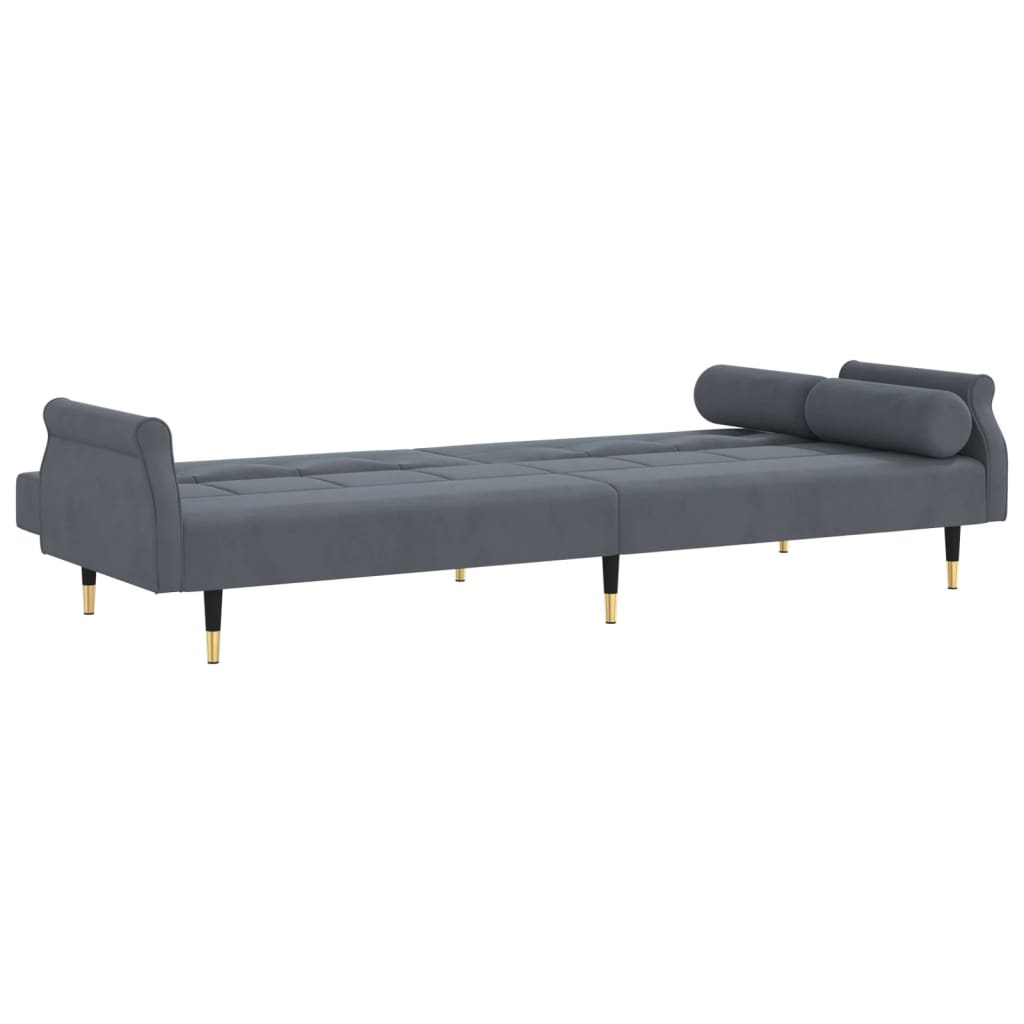 vidaXL Sofa-lova su pagalvėlėmis, tamsiai pilkos spalvos, aksomas