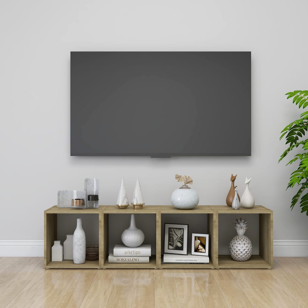 vidaXL Televizoriaus spintelė, baltos/ąžuolo spalvos, 37x35x37cm, MDP
