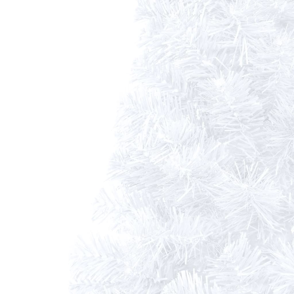 vidaXL Dirbtinė pusinė Kalėdų eglutė su stovu, balta, 210cm, PVC