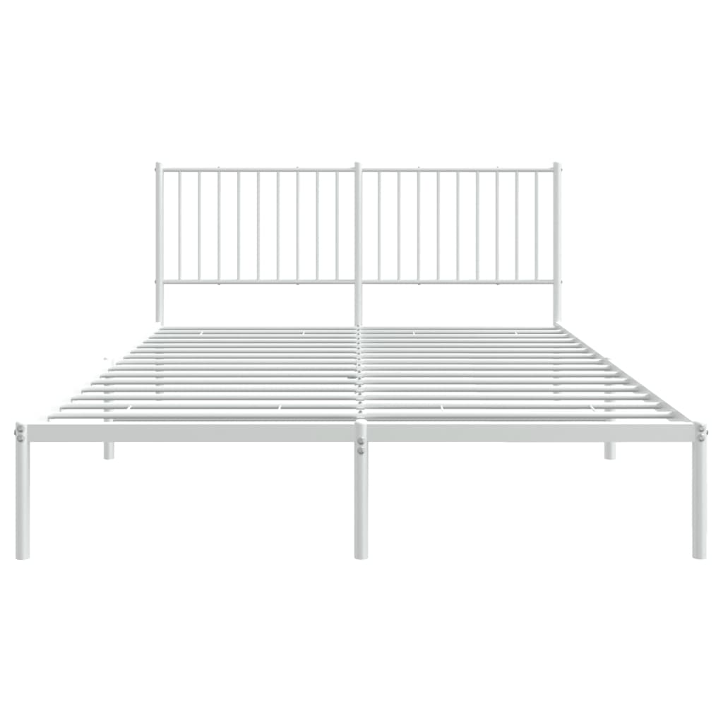 vidaXL Metalinis lovos rėmas su galvūgaliu, baltos spalvos, 150x200cm