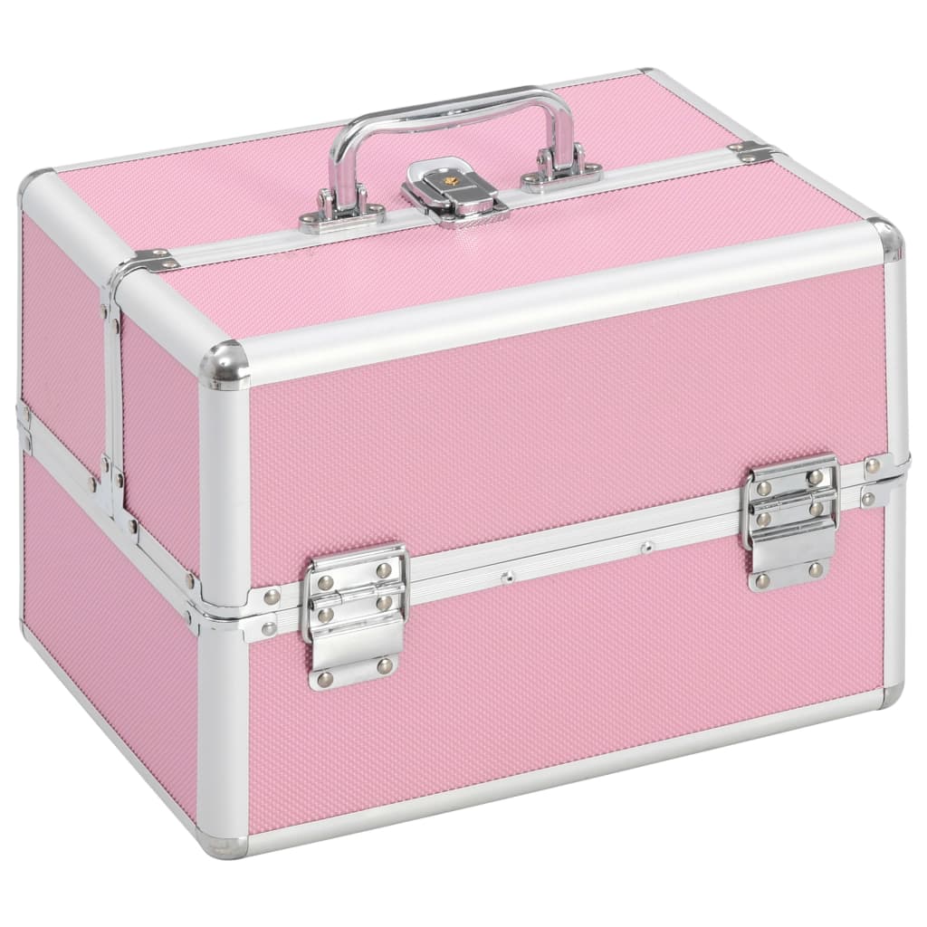 vidaXL Kosmetinis lagaminas, rožinės spalvos, 22x30x21 cm, aliuminis