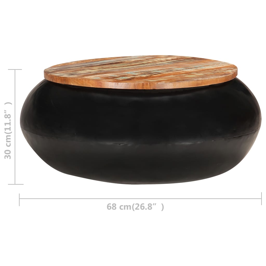 vidaXL Kavos staliukas, juodas, 68x68x30cm, perdirbta mediena