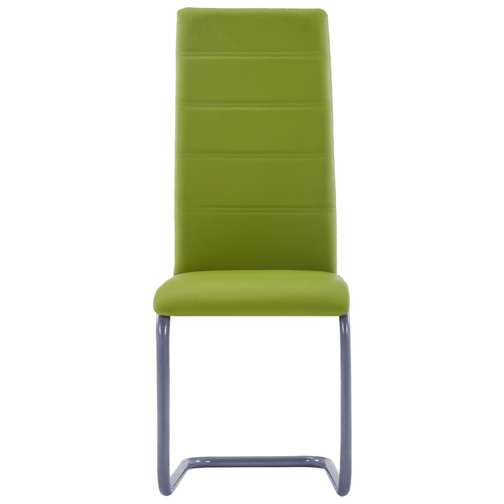 vidaXL Gembinės valgomojo kėdės, 2 vnt., žalios, dirbtinė oda