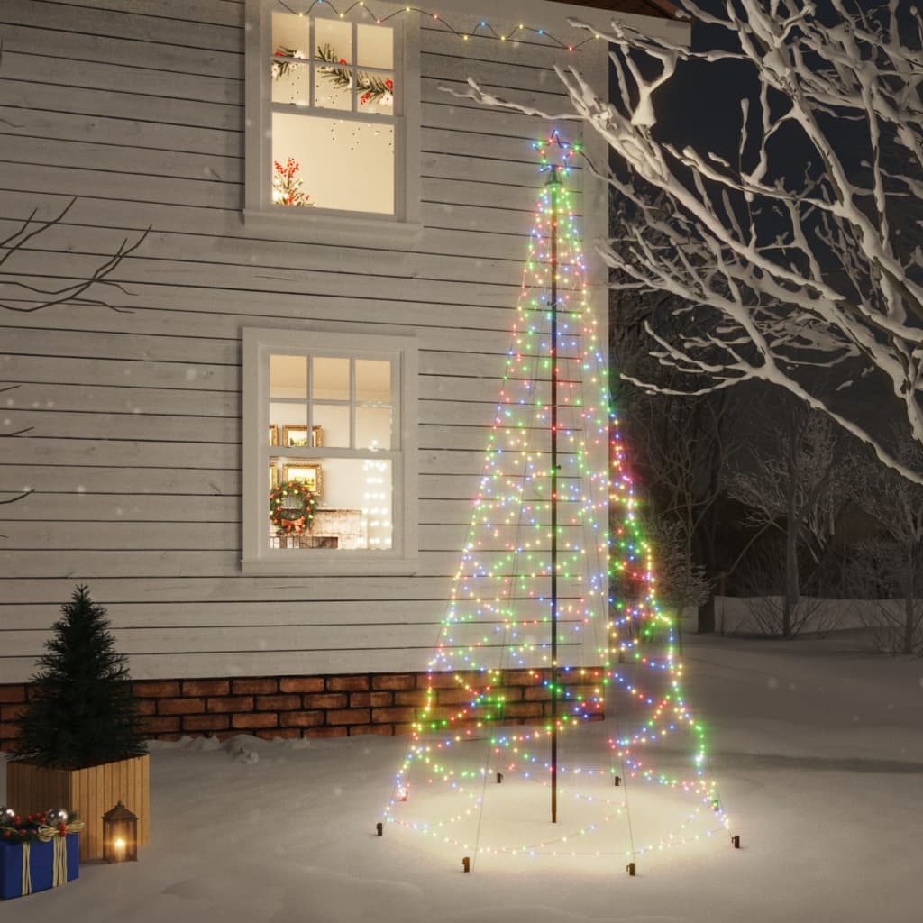 vidaXL Kalėdų eglutė su metaliniu stulpu, 3m, 500 įvairiaspalvių LED
