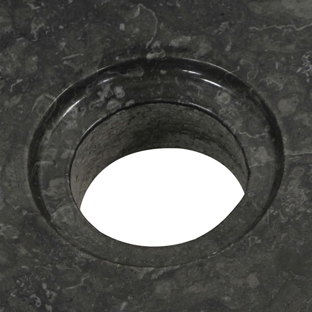 vidaXL Vonios spintelė su juodais praustuvais, tikmedis ir marmuras