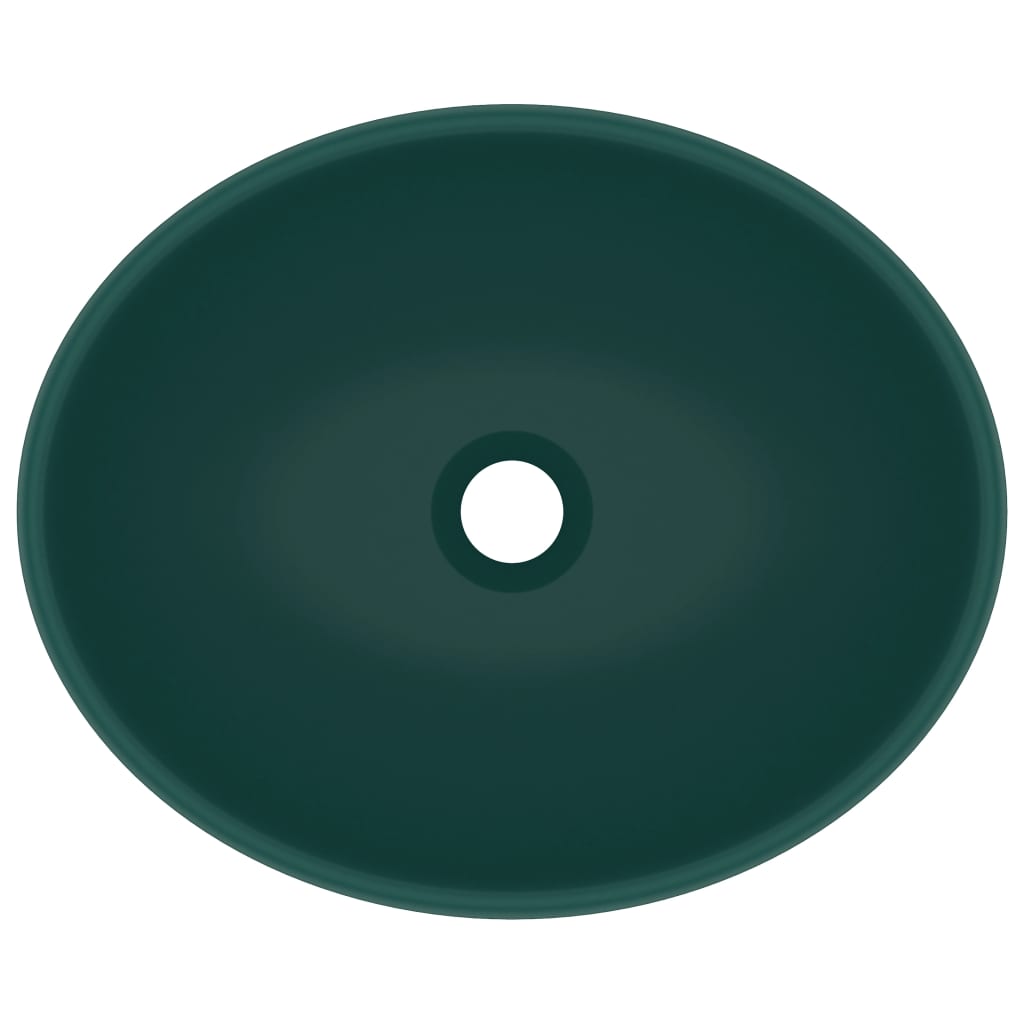 vidaXL Prabangus praustuvas, matinis žalias, 40x33cm, keramika, ovalus