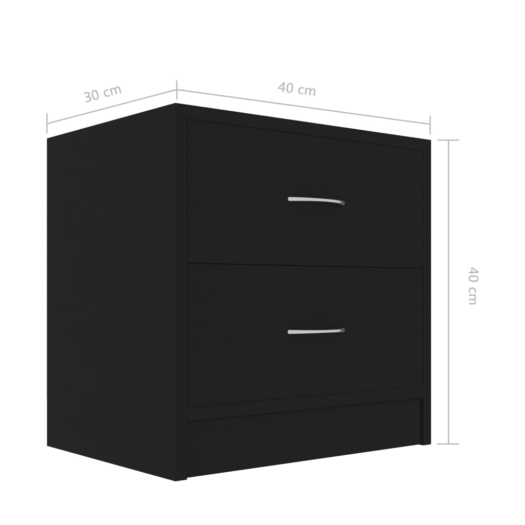 vidaXL Naktinė spintelė, juodos spalvos, 40x30x40cm, MDP