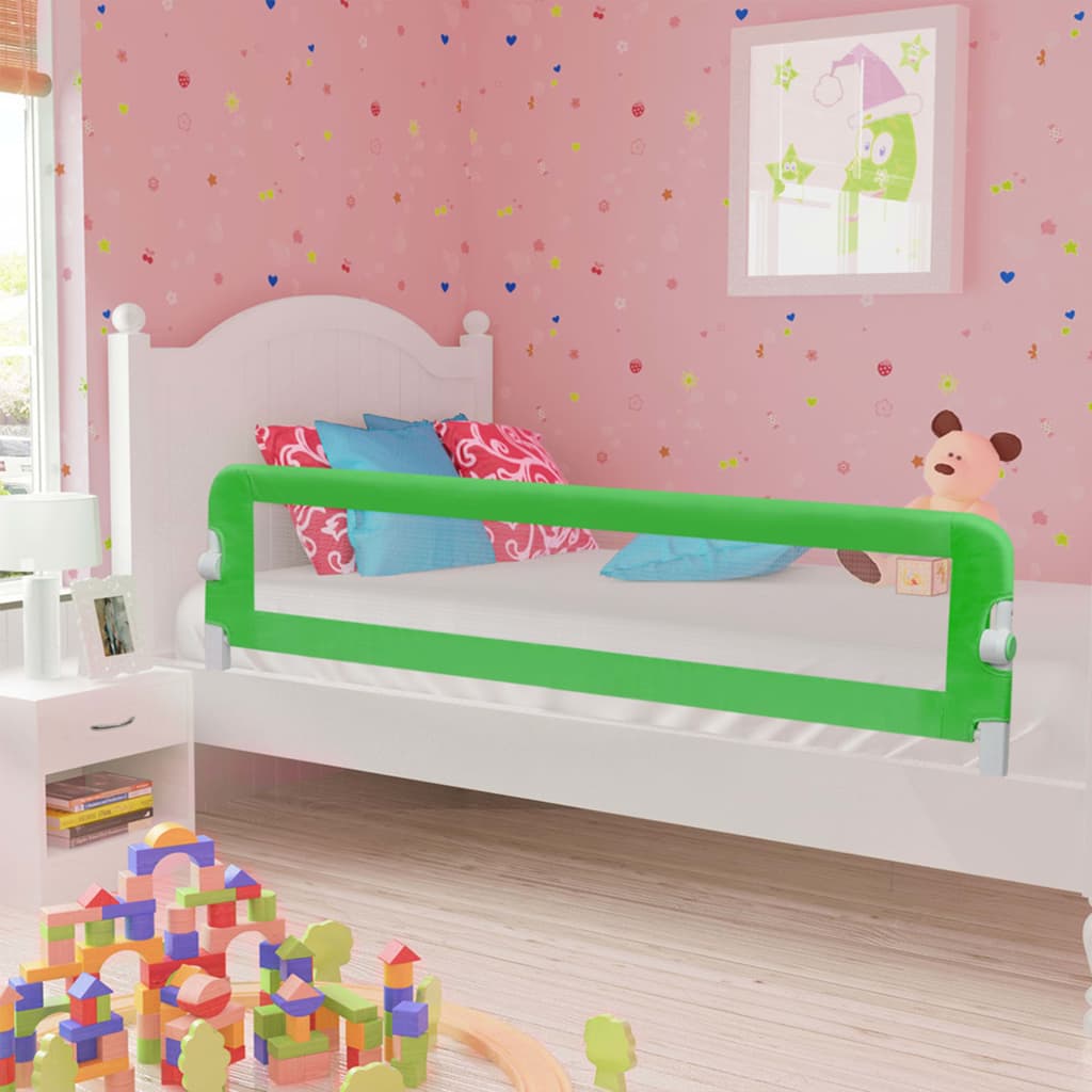 vidaXL Apsauginis turėklas vaiko lovai, žalias, 180x42cm, poliesteris