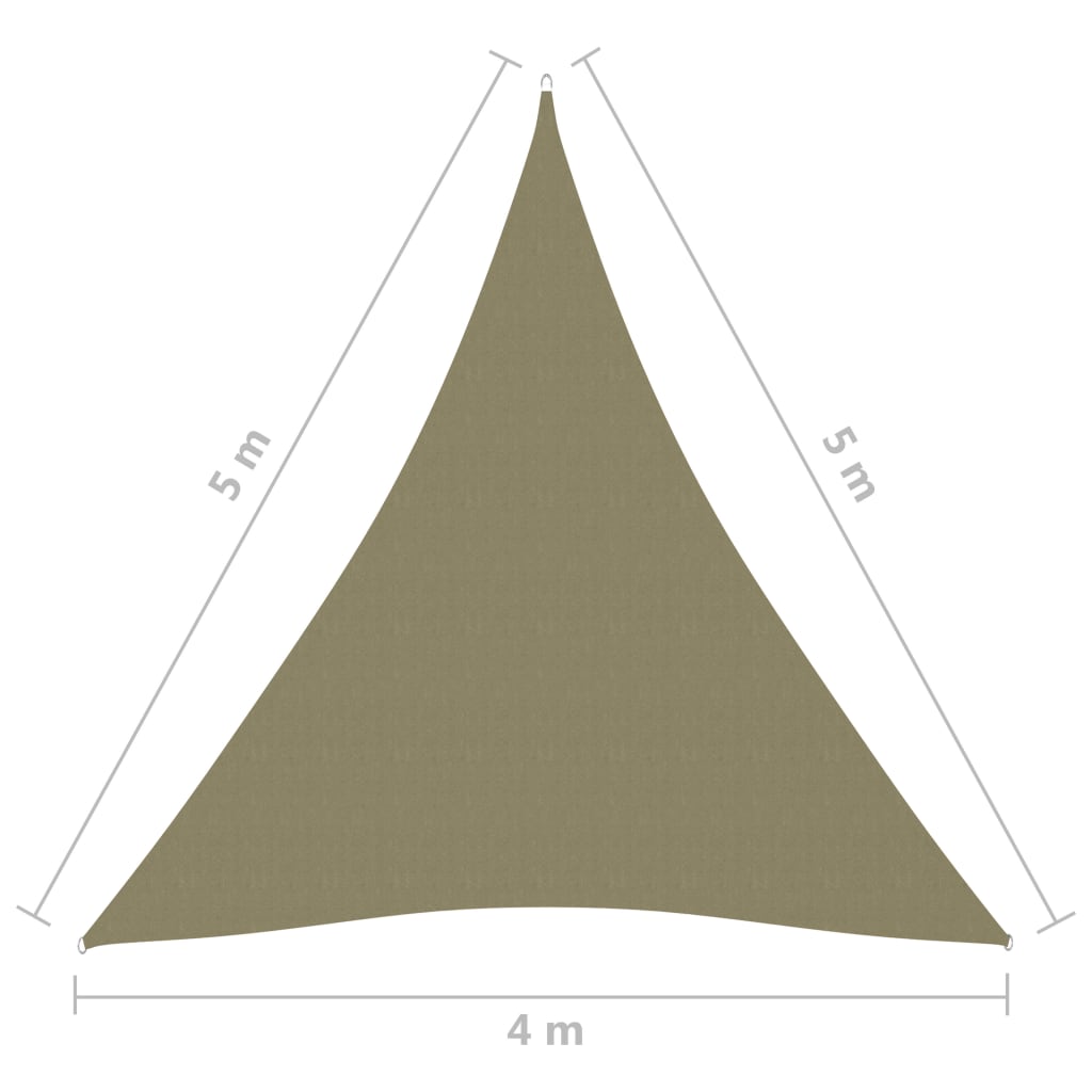 vidaXL Uždanga nuo saulės, kreminė, 4x4x5m, oksfordo audinys, trikampė