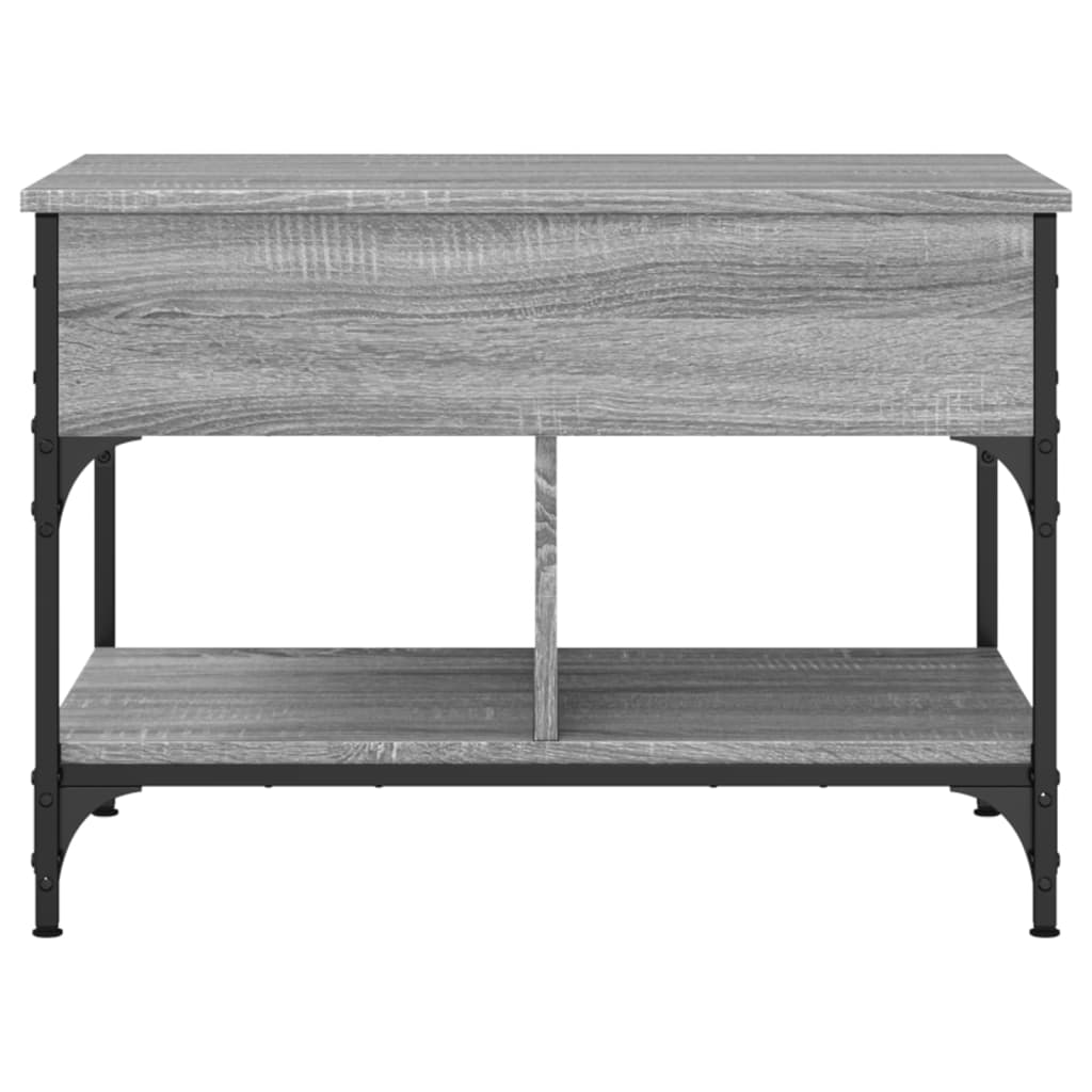 vidaXL Kavos staliukas, pilkas ąžuolo, 70x50x50cm, mediena ir metalas