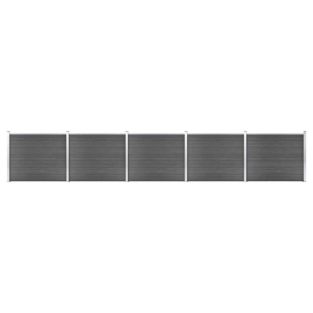 vidaXL Tvoros segmentų rinkinys, juodas, 872x146cm, WPC