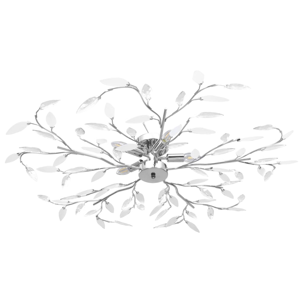 vidaXL Lubinis šviestuvas su akrilinio kristalo lapeliais, baltas