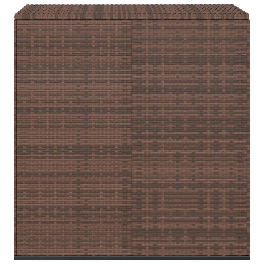 vidaXL Sodo dėžė pagalvėlėms, ruda, 100x49x103,5cm, PE ratanas