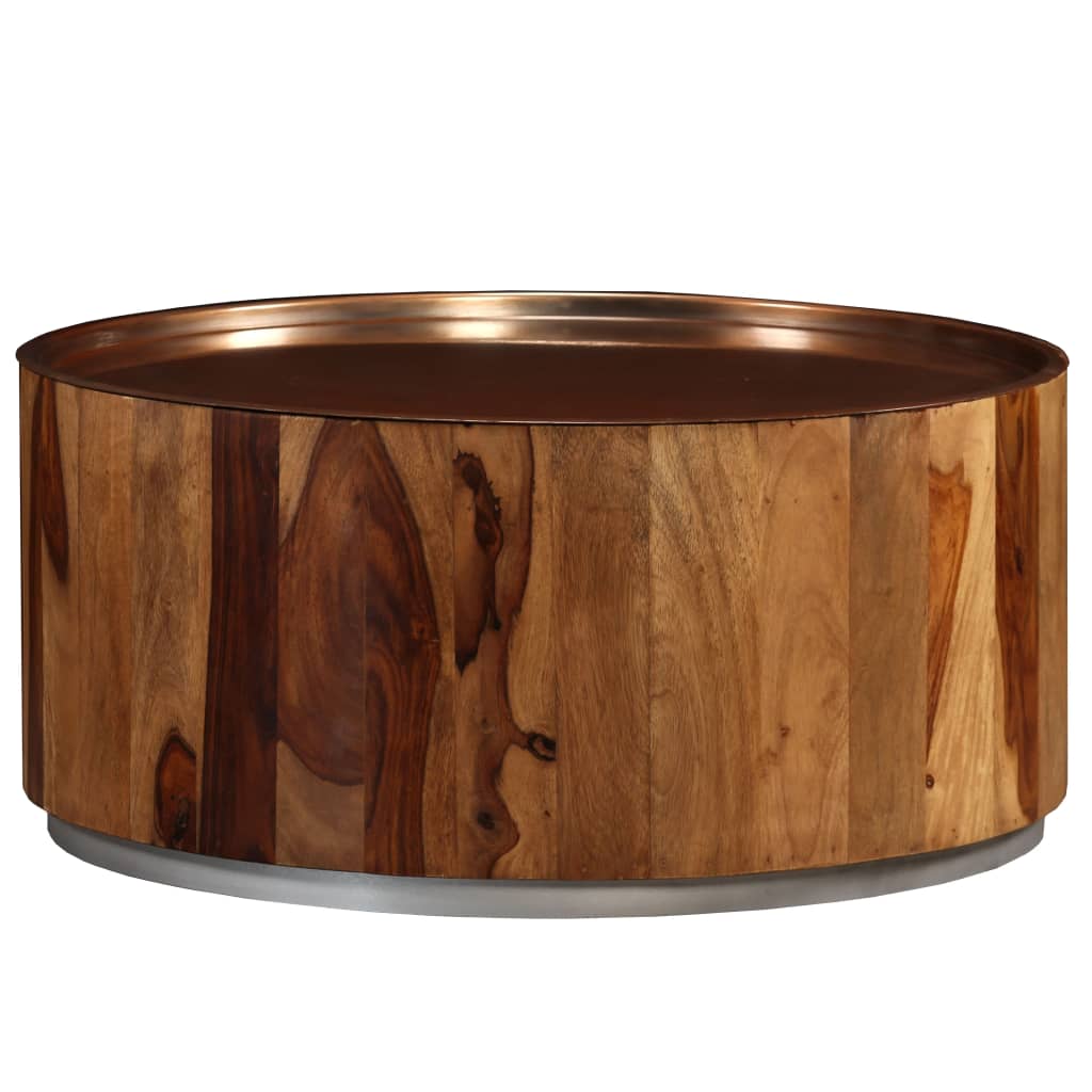 vidaXL Kavos staliukas, rausv. dalbergijos mediena ir plienas, 68 cm