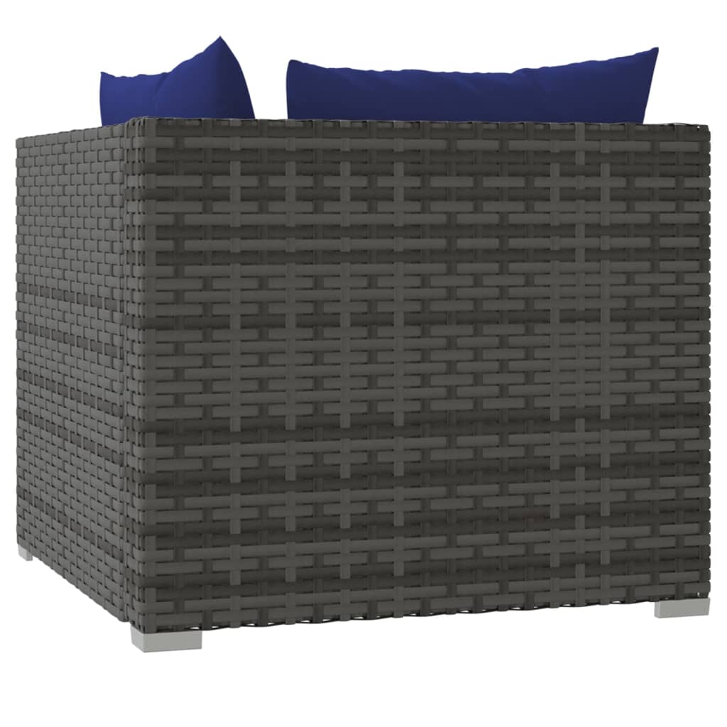 vidaXL Sodo komplektas su pagalvėlėmis, 11 dalių, pilkas, poliratanas