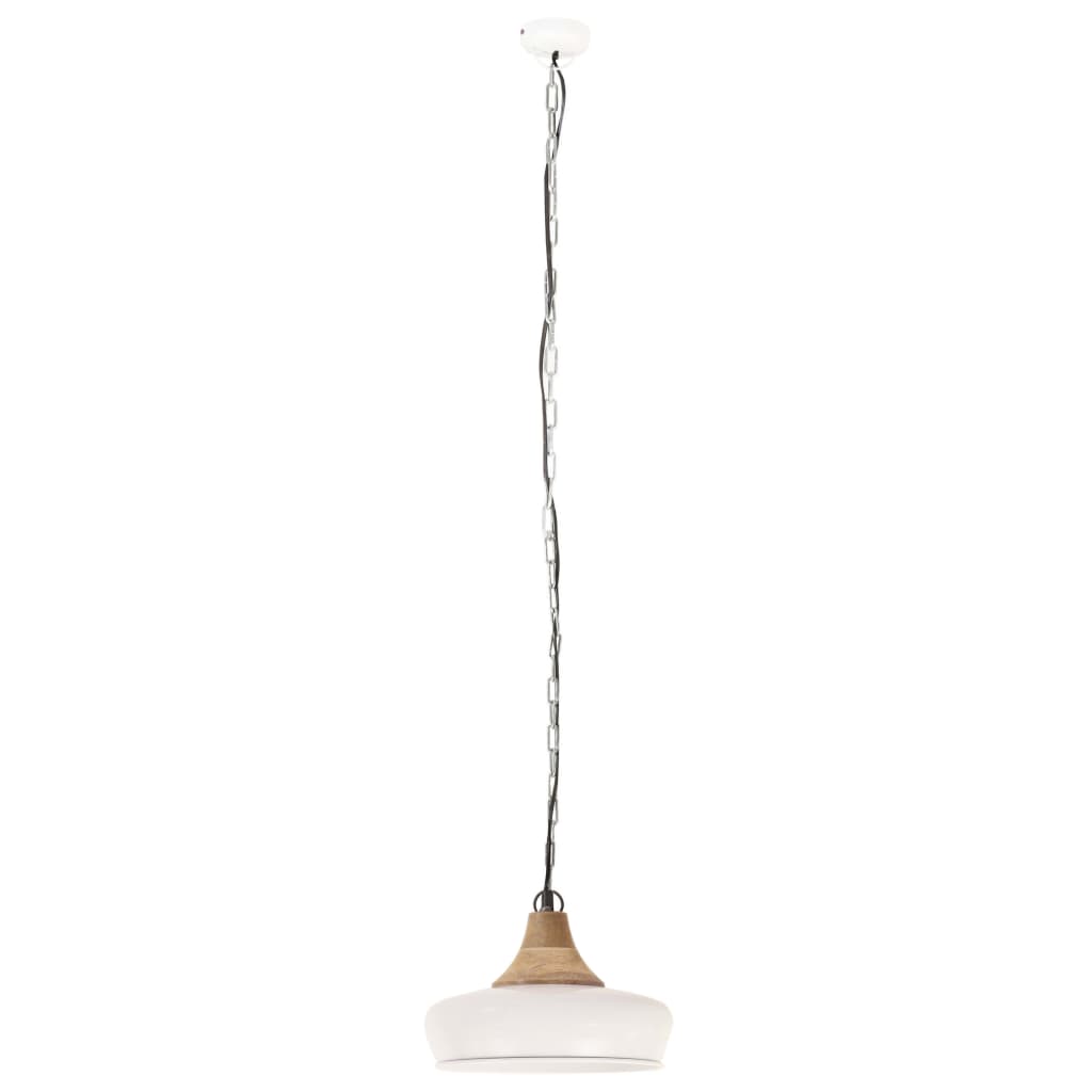 vidaXL Pakabinamas šviestuvas, baltas, geležis ir mediena, 26cm, E27