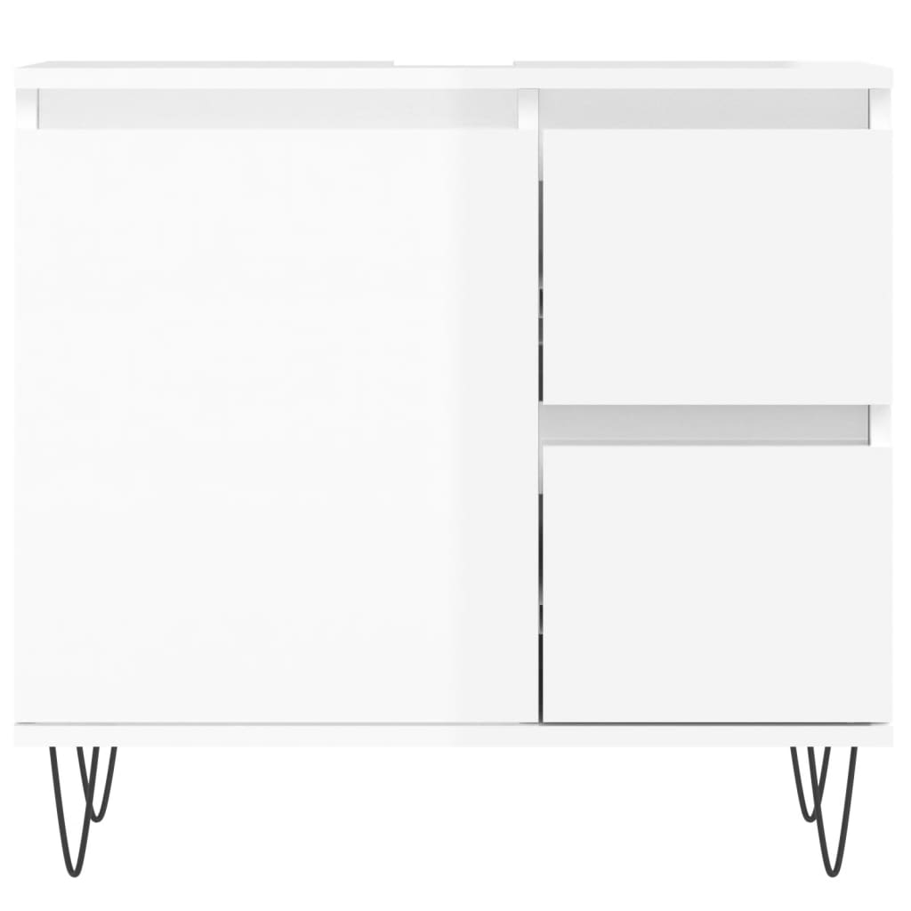 vidaXL Vonios kambario spintelė, balta, 65x33x60cm, mediena, blizgi