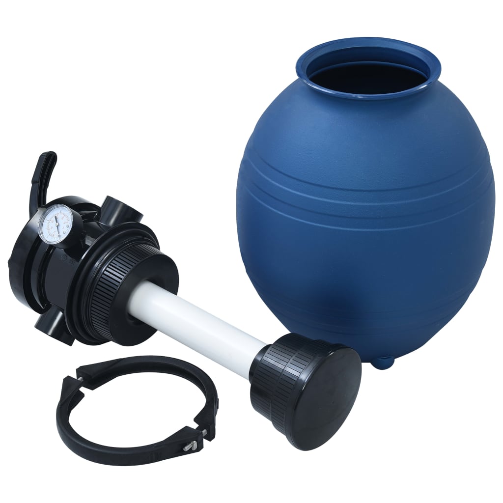 vidaXL Smėlio filtras baseinui su 4 padėčių vožtuvu, mėlynas, 300mm
