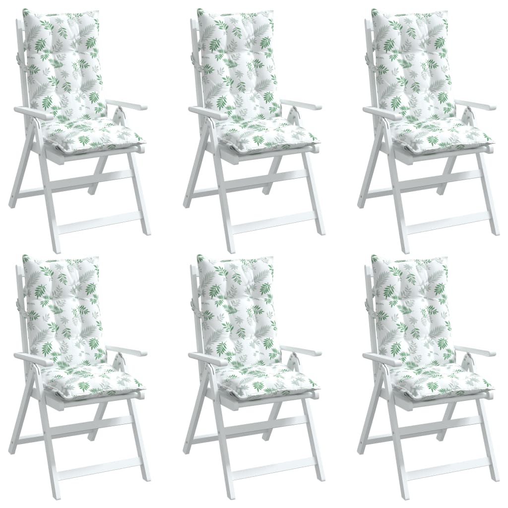 vidaXL Kėdės pagalvėlės, 6vnt., oksfordo audinys, su lapais