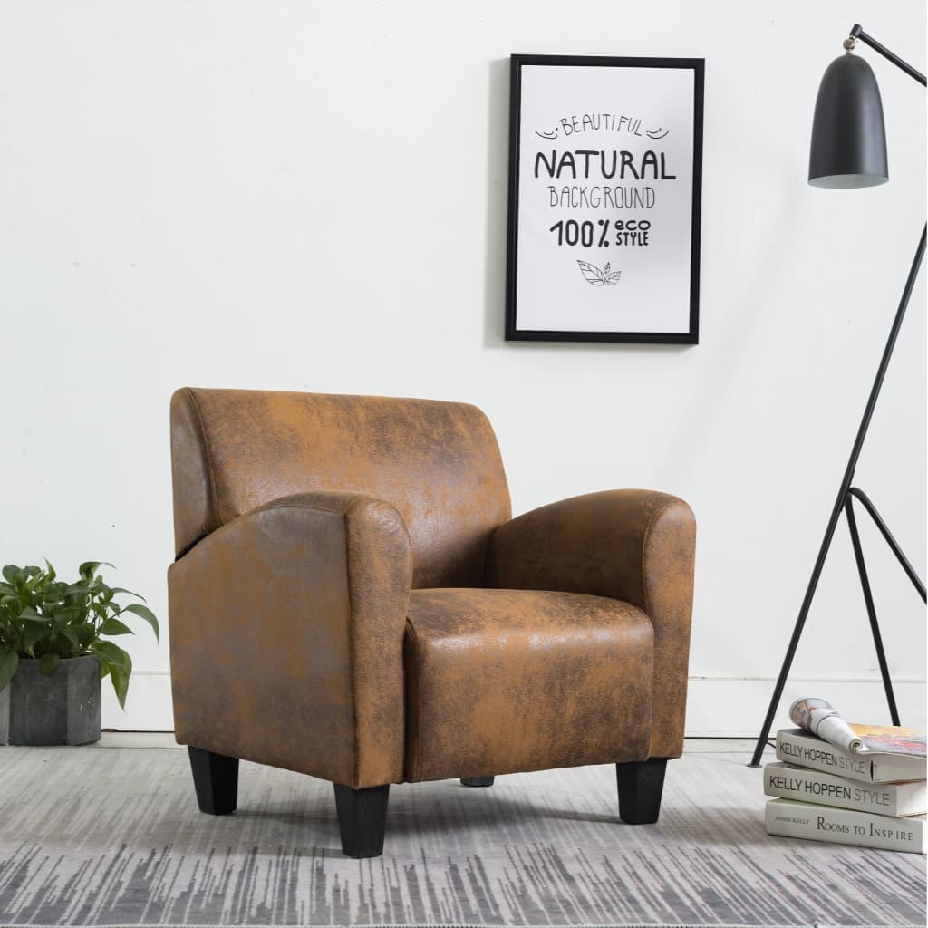 vidaXL Sofa kėdė, rudos spalvos, dirbtinė versta oda