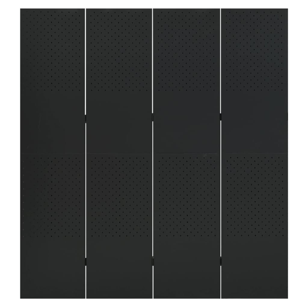 vidaXL Kambario pertvaros, 4 dalių, 2vnt., juodos, 160x180cm, plienas