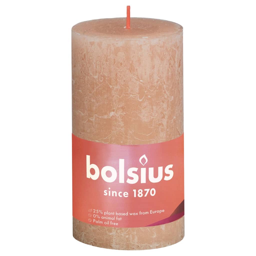 Bolsius Žvakės Shine, 4vnt., blanki rožinė, 130x68mm, cilindro formos