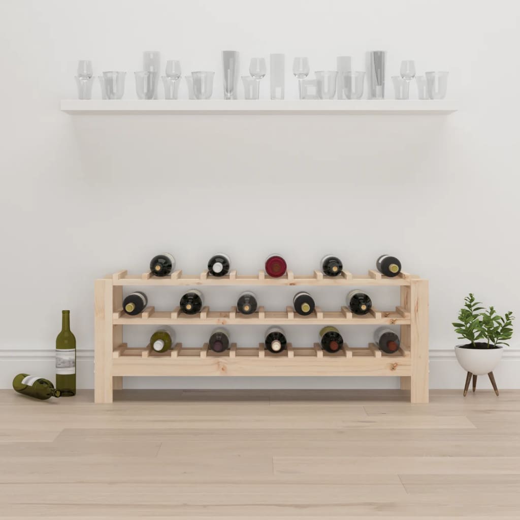 vidaXL Vyno butelių stovas, 109,5x30x42cm, pušies medienos masyvas
