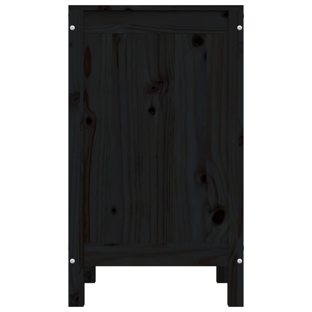 vidaXL Skalbinių dėžė, juoda, 44x44x76cm, pušies medienos masyvas