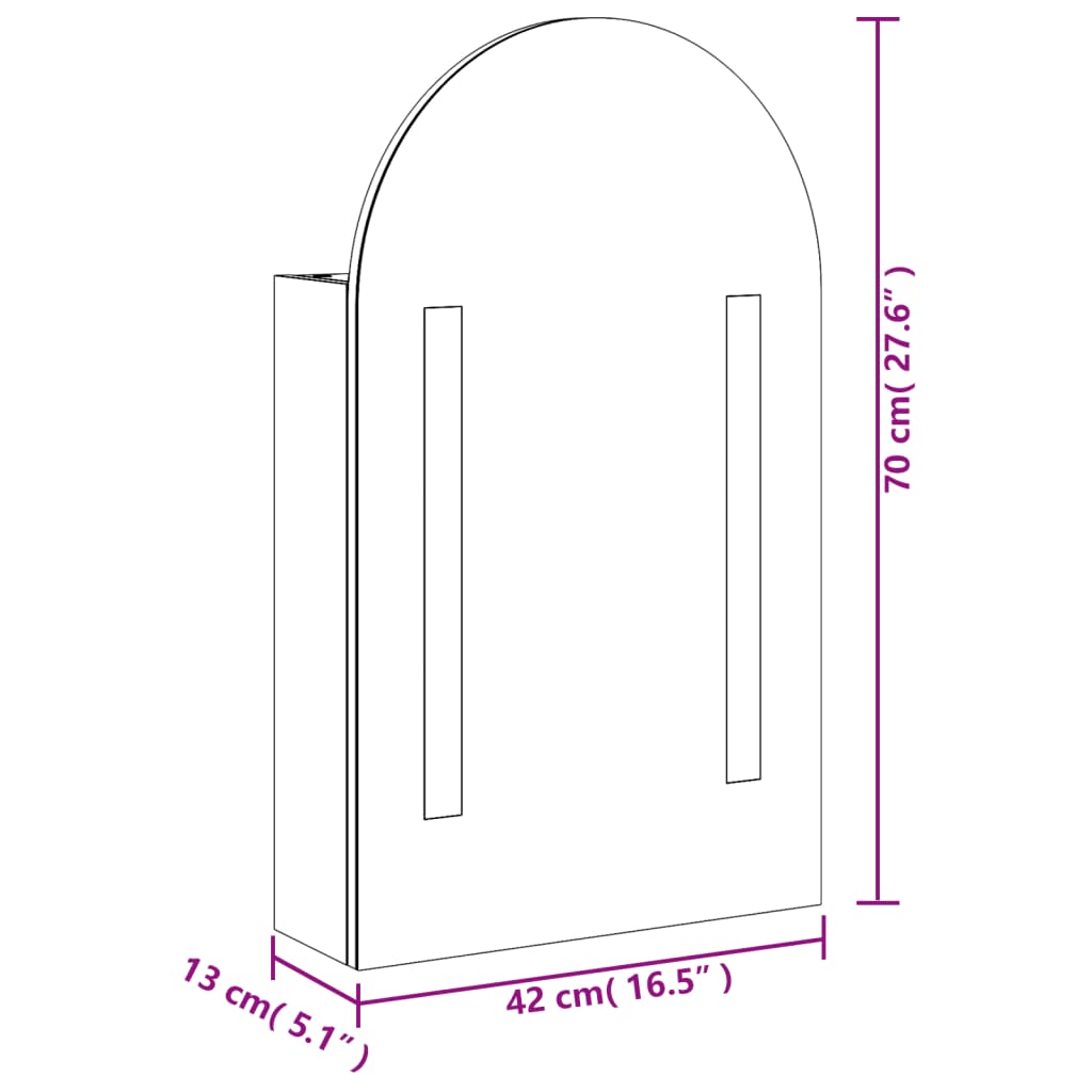 vidaXL Veidrodinė vonios kambario spintelė su LED, balta, 42x13x70cm