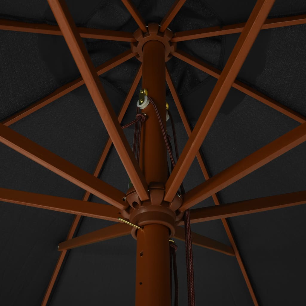 vidaXL Lauko skėtis su mediniu stulpu, antracito spalvos, 330cm