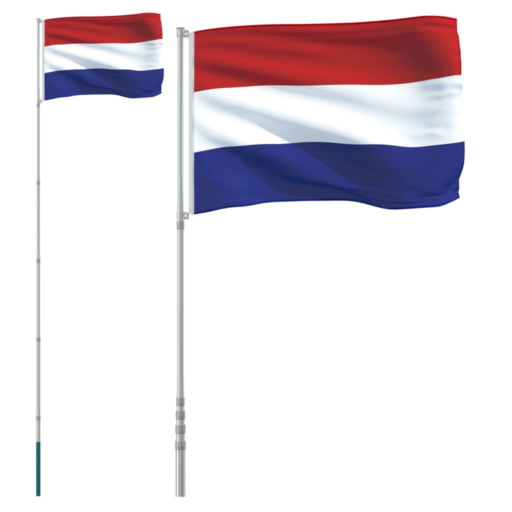 vidaXL Nyderlandų vėliava su stiebu, aliuminis, 5,55m