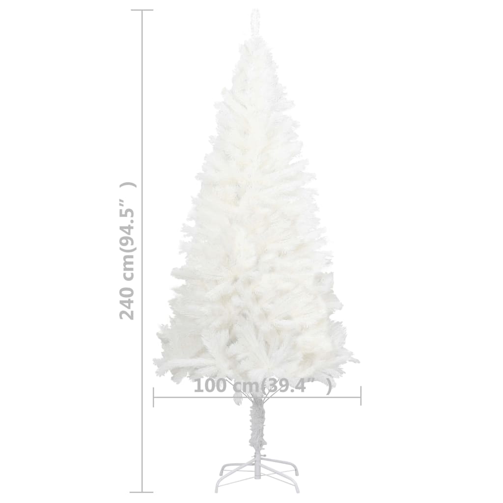 vidaXL Dirbtinė apšviesta Kalėdų eglutė su žaisliukais, balta, 240cm