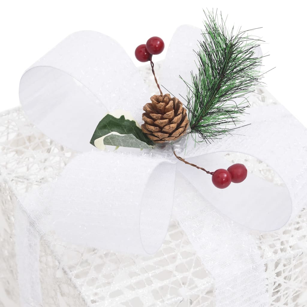 vidaXL Kalėdų dekoracija dovanų dėžutės, 3vnt., baltos spalvos
