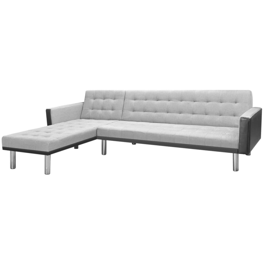 vidaXL Kampinė sofa lova, 218x155x69 cm, juodos ir pilkos spalvos