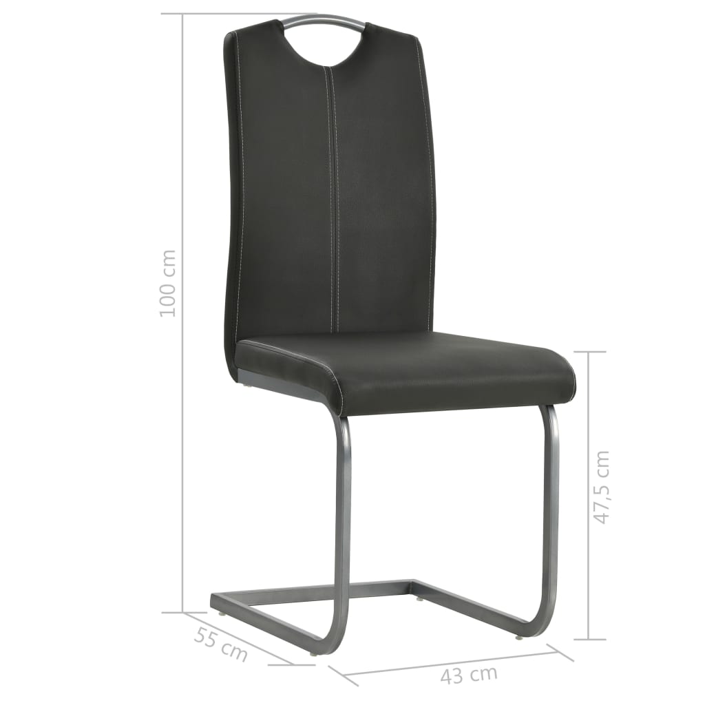 vidaXL Gembinės valgomojo kėdės, 6vnt., pilkos, dirbtinė oda