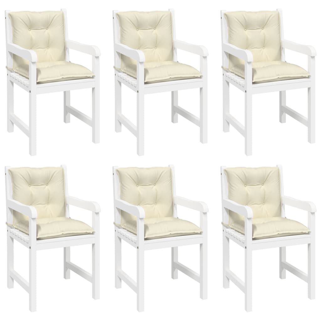 vidaXL Sodo kėdės pagalvėlės, 6vnt., kreminės, 100x50x7cm, audinys
