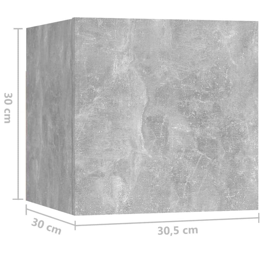 vidaXL Naktinės spintelės, 2vnt., betono pilkos, 30,5x30x30cm, MDP
