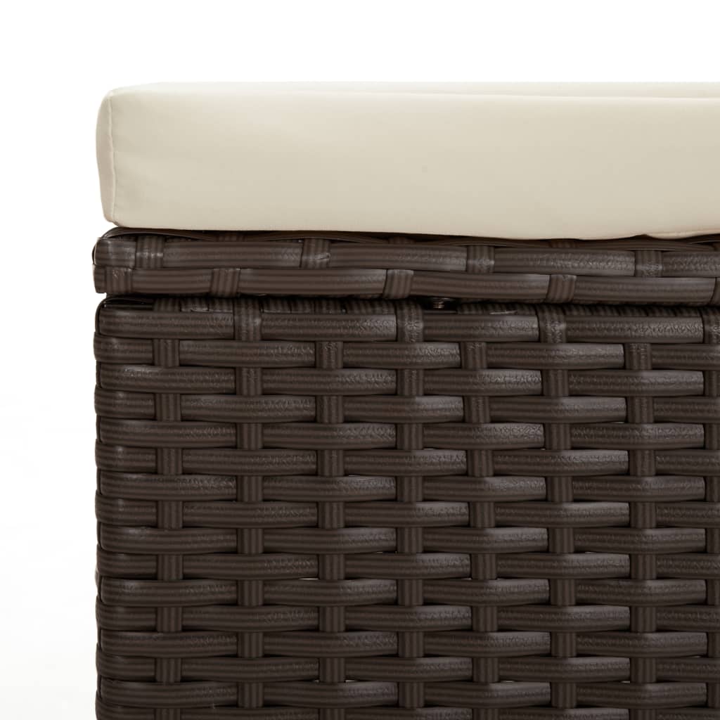vidaXL Otomanė-suoliukas su pagalvėle, ruda, 110x30x40cm, poliratanas