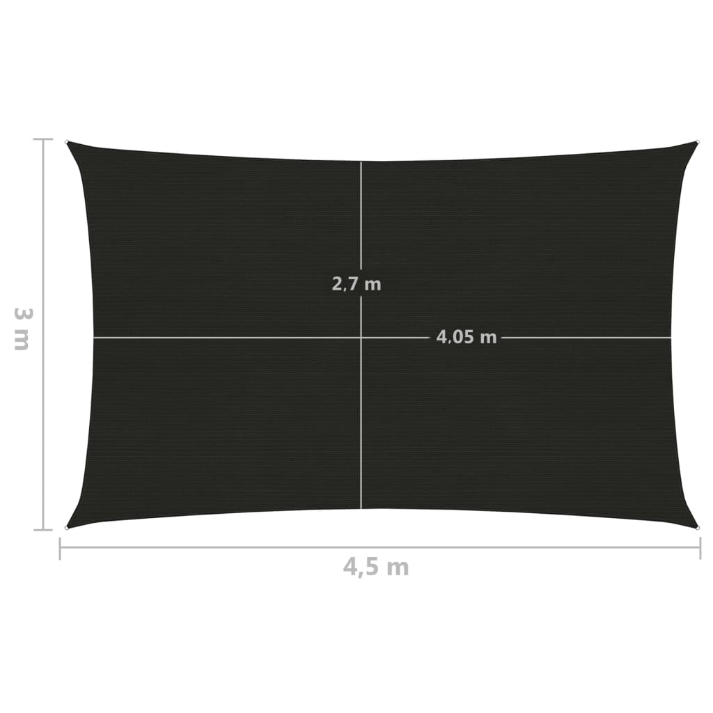 vidaXL Uždanga nuo saulės, juodos spalvos, 3x4,5m, HDPE, 160g/m²