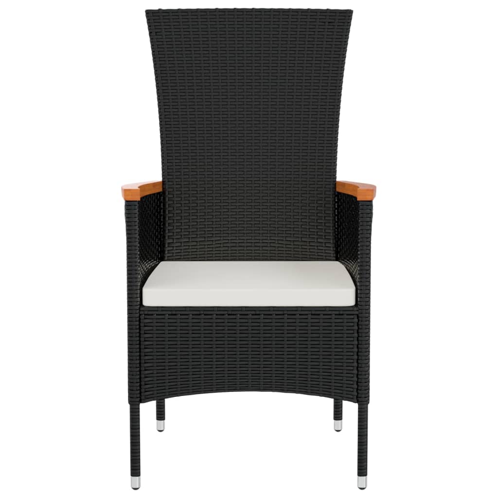 vidaXL Sodo kėdės su pagalvėlėmis, 2vnt., juodos spalvos, poliratanas