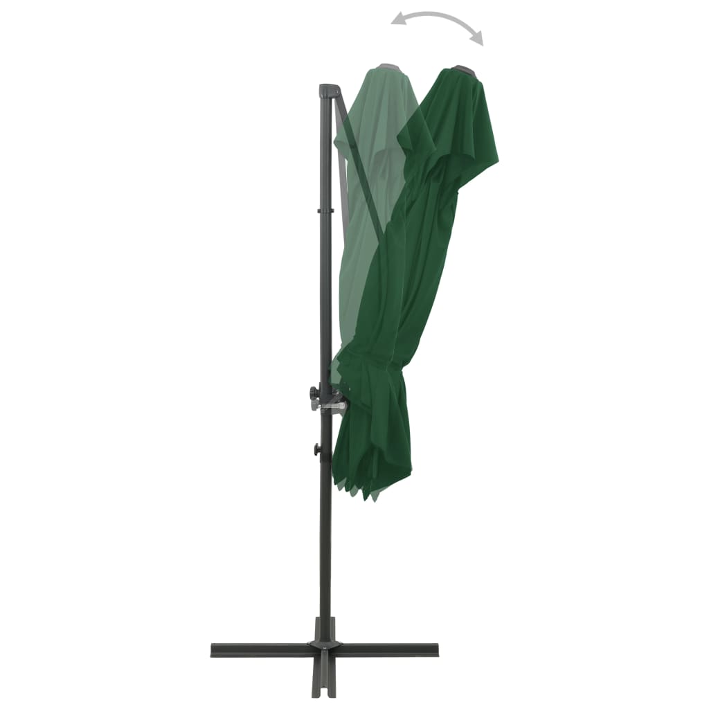 vidaXL Gembinis skėtis su dvigubu viršumi, žalios spalvos, 250x250cm