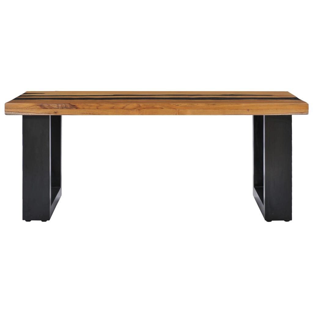 vidaXL Kavos staliukas, 100x50x40 cm, tikmedžio mediena ir lavos akmuo