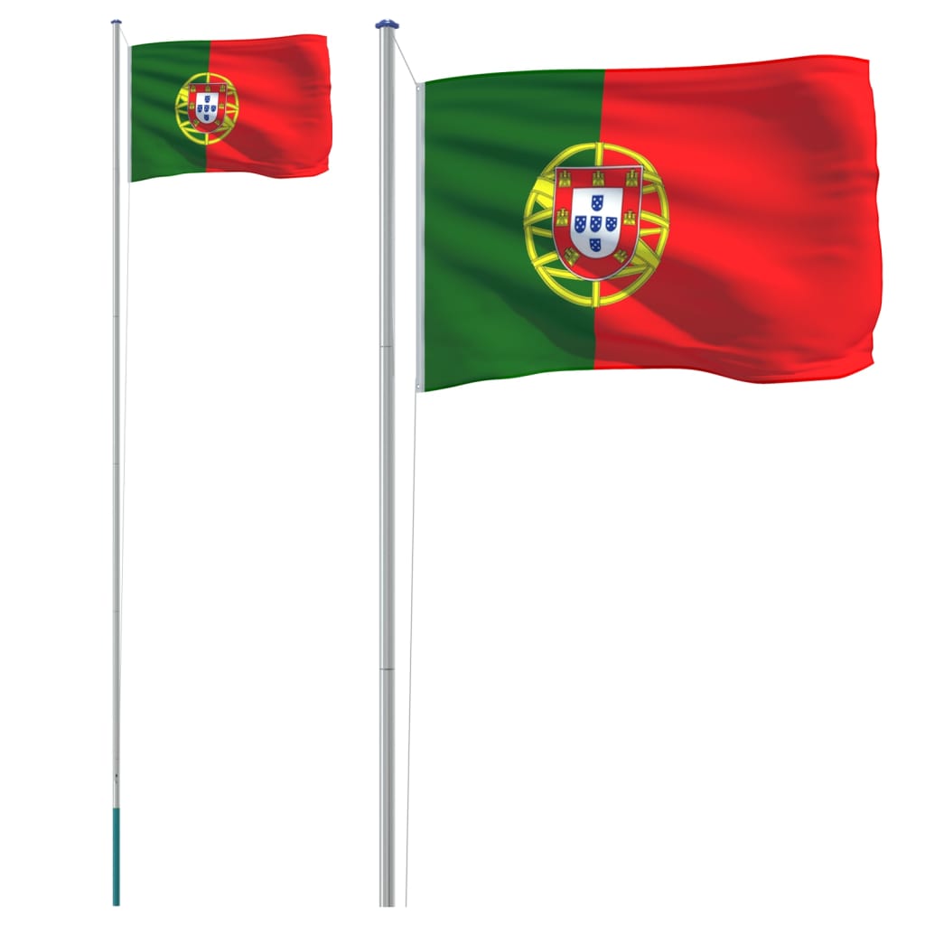 vidaXL Portugalijos vėliava su stiebu, aliuminis, 6,23m
